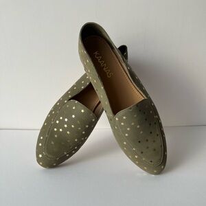 Kaanas Cute Suede Loafers with Gold Stars